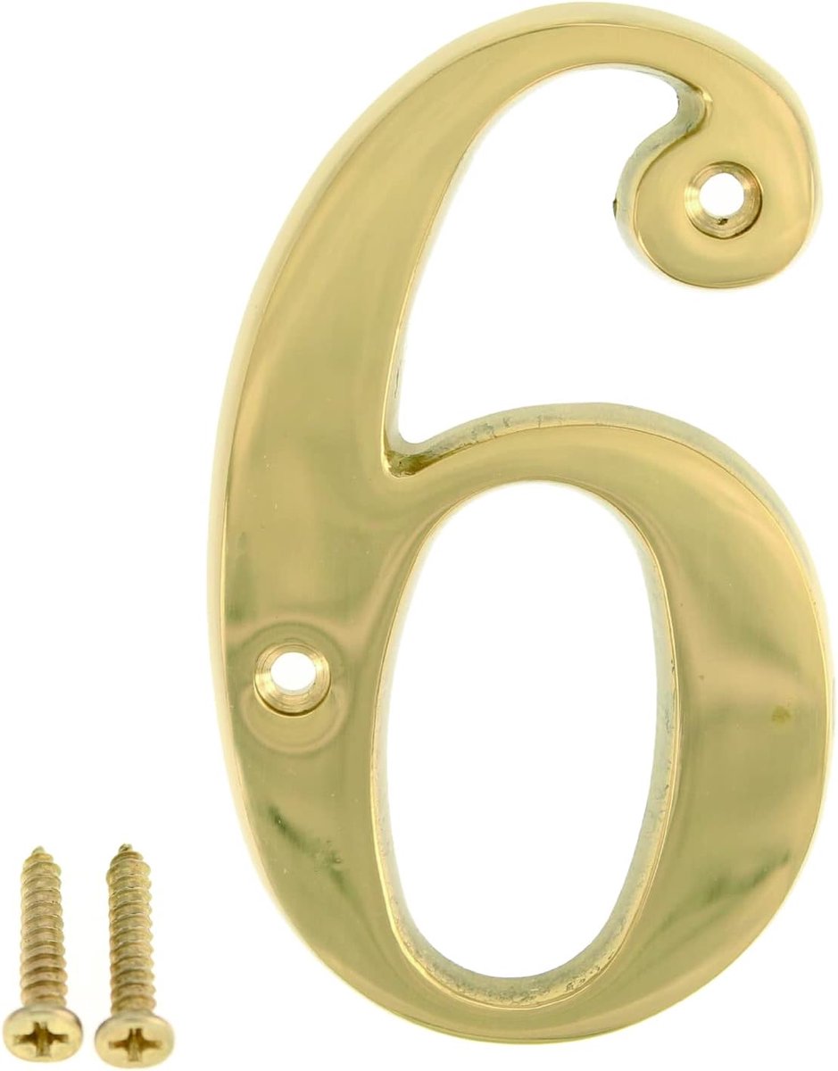 Huisnummer - Adrescijfer - Huis Decoratie - Spiegelend Oppervlak - 4 Inch - Helder Messing
