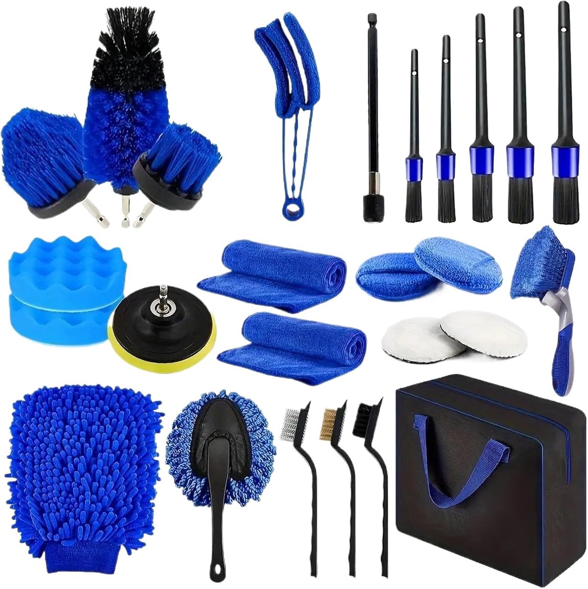 Auto Poetsset - Voertuig Onderhoud - Interieur Reinigen - Multifunctioneel Toolkit - 36.8 cm - Grijs