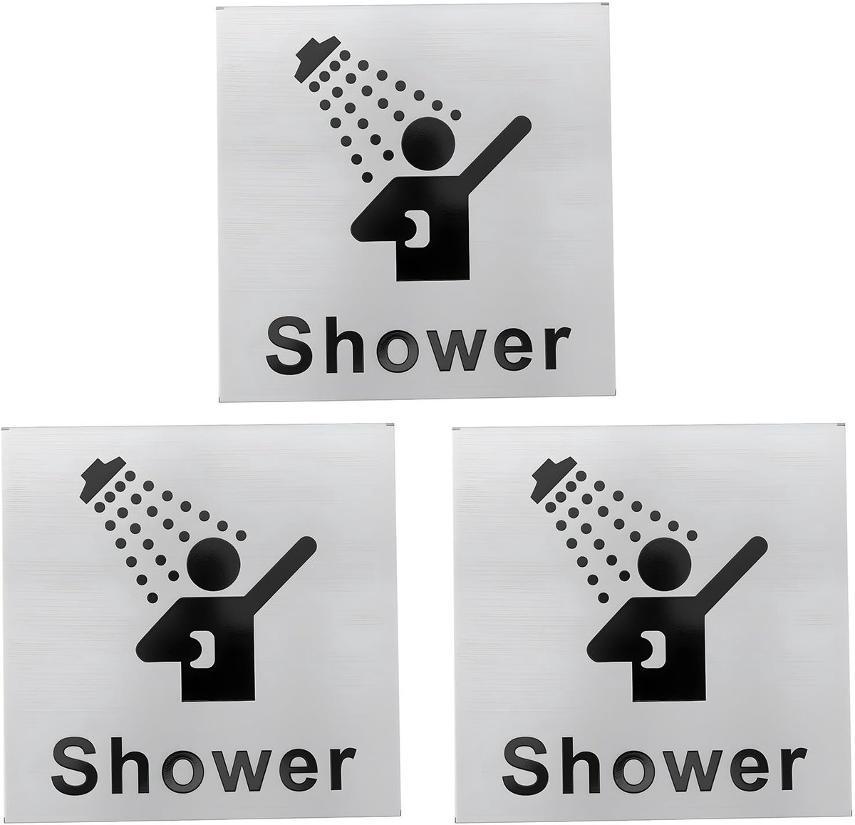 Dailygoods- Douche Teken 150x150mm - Aluminium - Geschikt voor Gym/Spa/Hotel - Eenvoudig te Installeren - Hoge Duurzaamheid - Zelfklevend - Douchebord