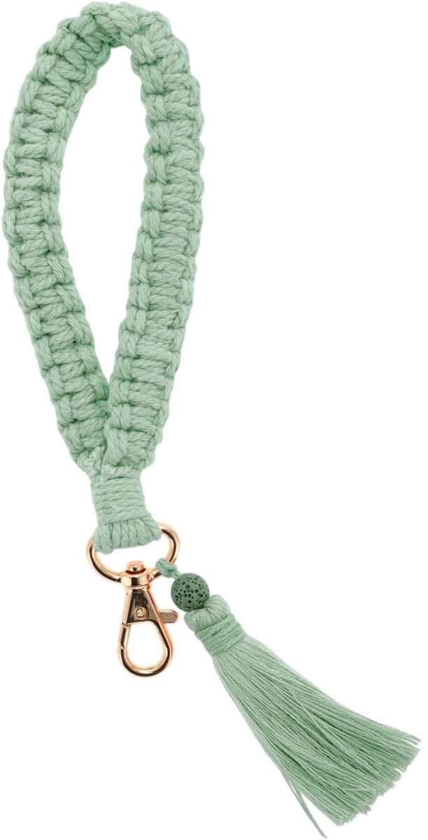 Dailygoods- Sleutelhanger Boheemse stijl - Gevlochten Sleutelhanger - Polssleutelhanger - Exclusieve Sleutelhanger met Kwast - Duurzame Haaksluiting - Katoenen Draden - Sleutelring