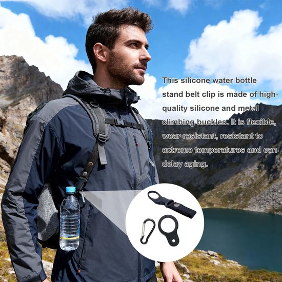 Dailygoods- Flessenhouder set van 6 - Siliconen/ABS - Waterfles drager - Karabijnhaak/clip - Duurzaam - Compact ontwerp - Flesdrager — afbeelding 4