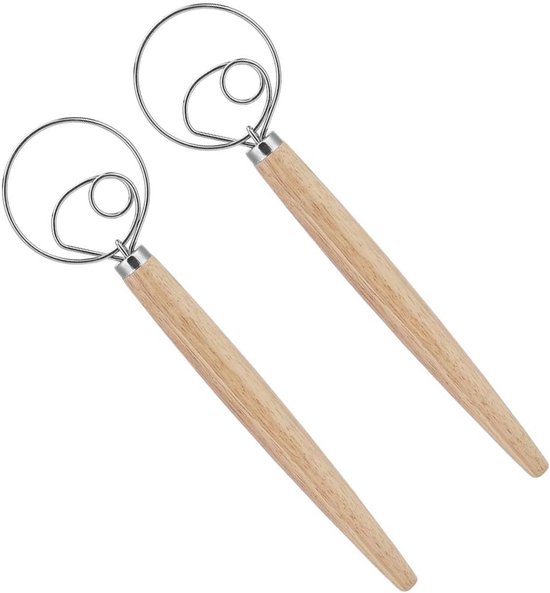 Deegmixer Set - Keuken klopper - Bakken Ingrediënten Mengen - Ergonomisch Houten Handvat - 2 Stuks - Niet Van Toepassing — afbeelding 3