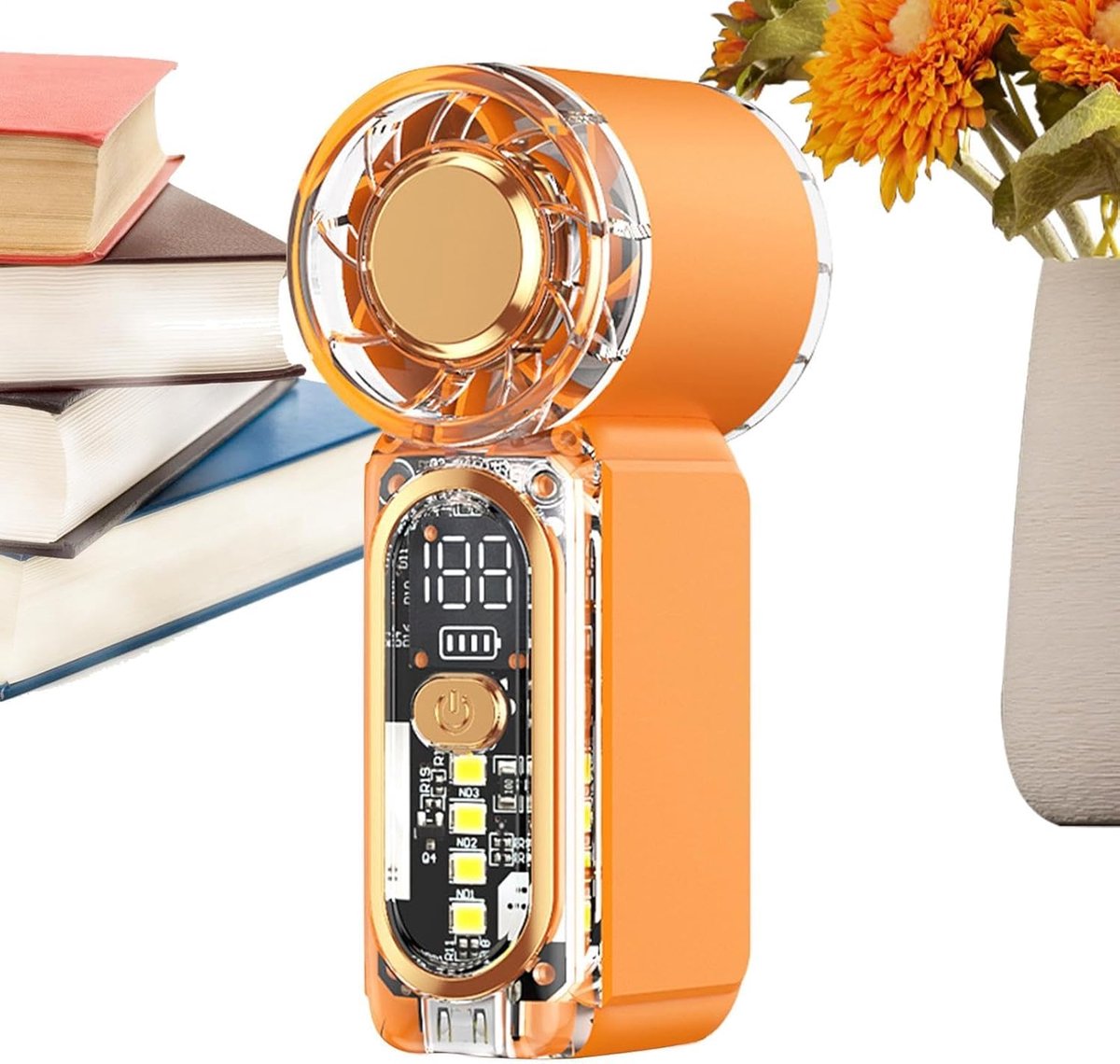 Mini Ventilator - Handventilator Draagbaar - Persoonlijke Verkoeling - 3 Snelheden Instelbaar - 9x3x2 cm - Oranje