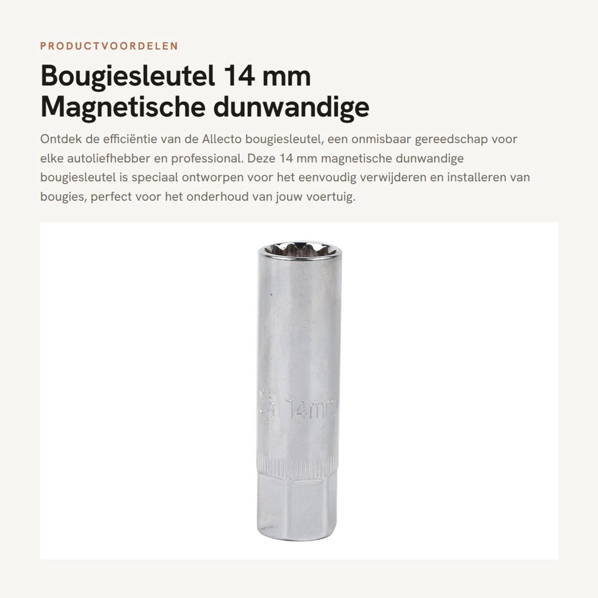 Dailygoods- Bougiesleutel 14mm Magnetisch - Dunwandige Bougiesleutel - Remover-sleutel - Demontagesleutel - Duurzaam Ontwerp - Hoogwaardige Kwaliteit - Bougieverwijderaar