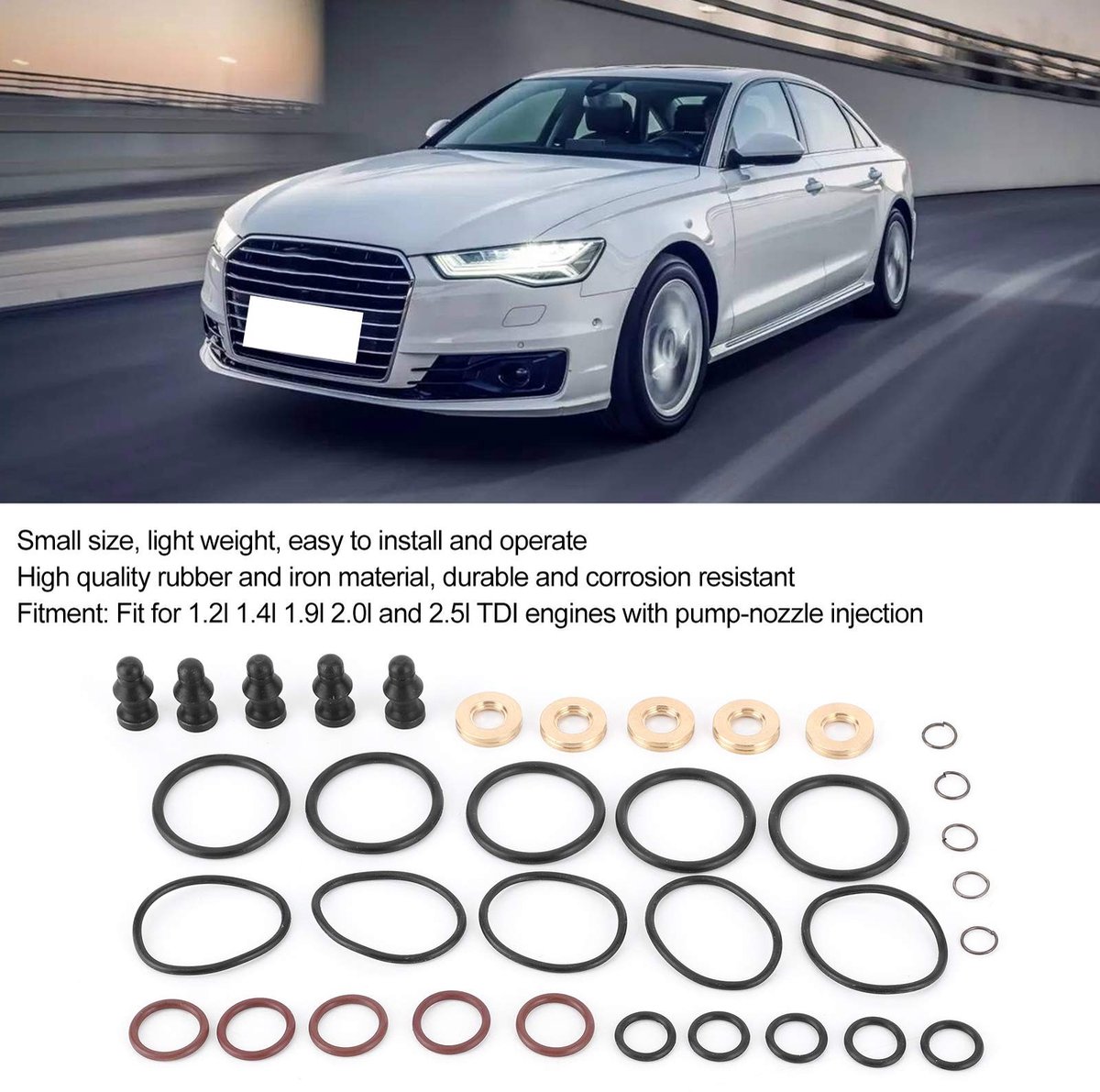 Dailygoods- Brandstofinjector Afdichting 5 Sets - Reparatie Kit - Geschikt voor 1.2l/1.4l/1.9l/2.0l/2.5l TDI Motoren - Corrosiebestendig - Lichtgewicht - Langdurige Prestaties - Injector Afdichtingsset