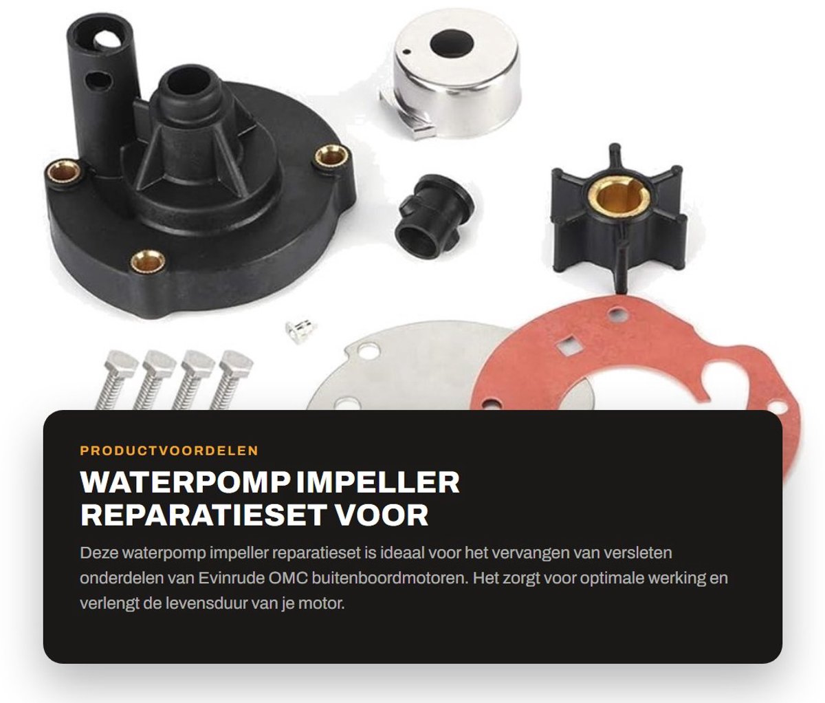 Dailygoods- Waterpomp Impeller Reparatieset - Vervanging - Evinrude OMC - Rubber/metaallegering - Onderdeelnummer 763758/778166 - Inclusief 1 x Neopreen waaier - Waaierset
