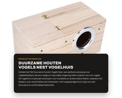Dailygoods- Vogelhuis Duurzaam Houten - Vogelhuisje met Camera - Vogelhuisje op Paal - Voederhuis - Natuurlijke Vogelhuis - Geschikt voor Kleine Dieren - Vogelnest