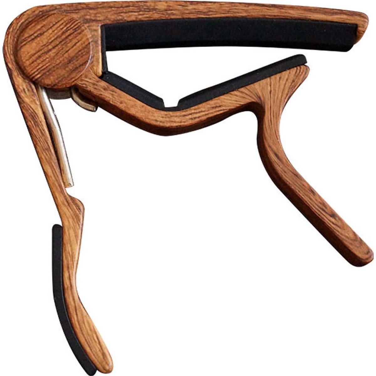 CLX Capo NYL WOOD DK Capo voor Nylon Snaren Donker Houtlook met Veermechanisme