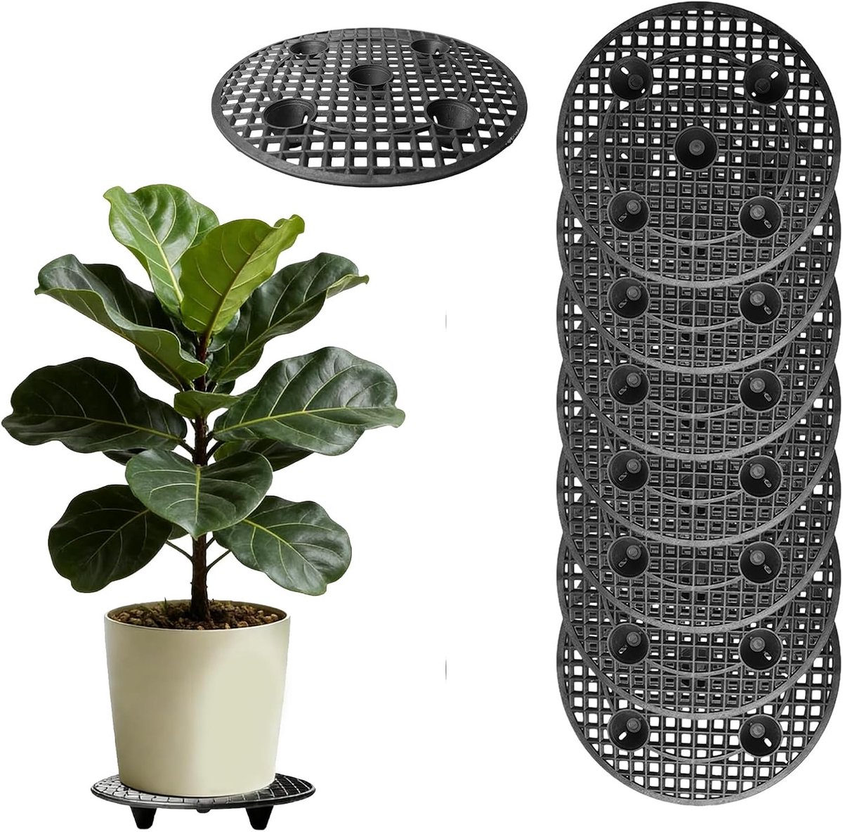 8 stuks zwart bloempot roostermat: 30 cm bloempotten mesh pads, plastic bloempot onderzetter, bloempot roostermatten, bonsai rooster voor binnen en buiten, bonsai drainage roostermat
