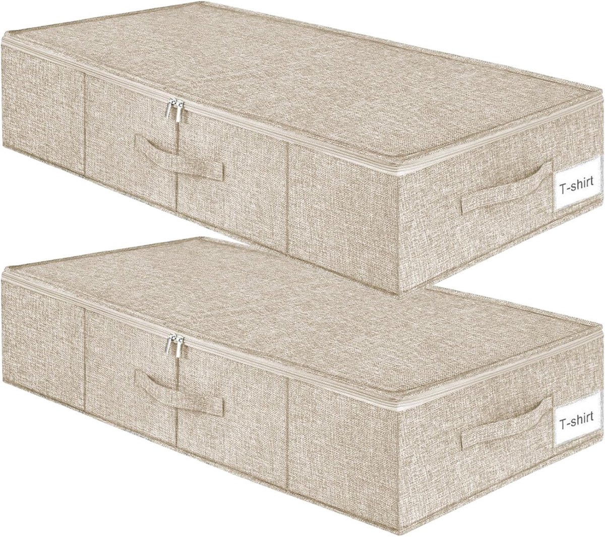 2 stuks opbergdozen voor onder het bed, onderbedcommode, opvouwbare onderbedopslag, groot, onderbedbox, organizer met ritssluiting en handvat voor schoenen, kussens, kleding, dekens en dekbedden