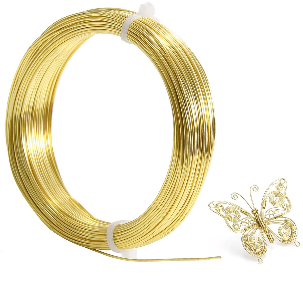Messing draad, 0,8 mm sieradendraad, 30 m gouden knutseldraad voor tuinieren, sieraden maken, kralenborduurwerk, doe-het-zelfprojecten, ornamenten