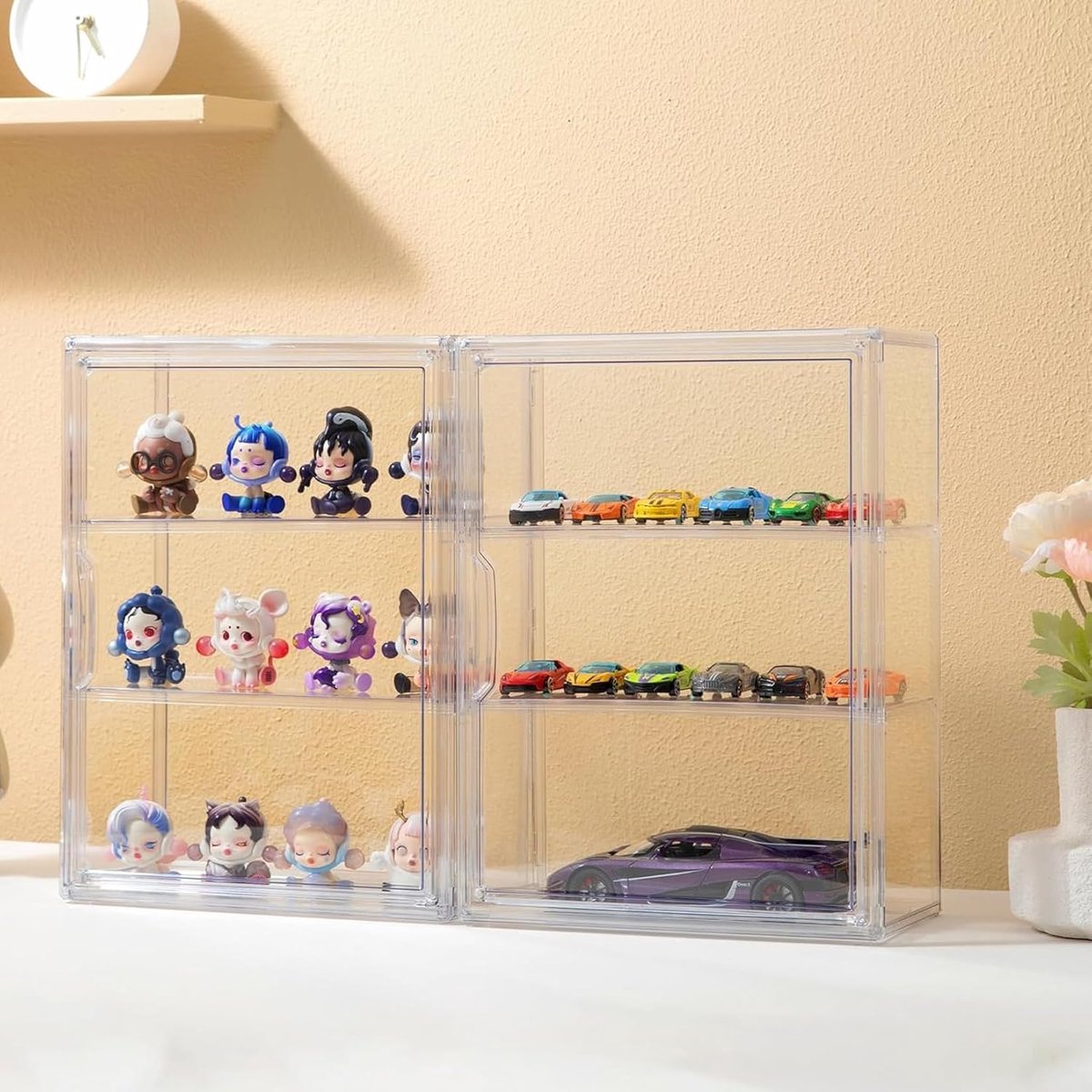 Tentoonstellingsvitrine voor verzamelaars, vitrine van acryl met vitrine van plexiglas, figuren, miniaturen, verzamelfiguren, doe-het-zelf montage met 2 lagen (36 x 27 x 13 cm)