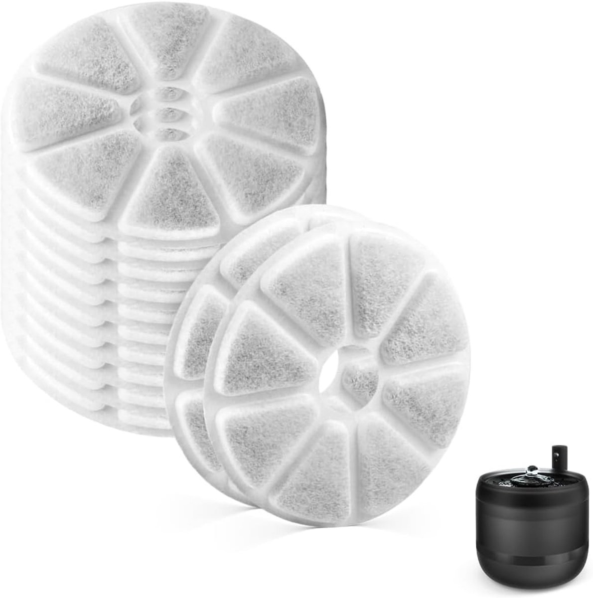 12-delige filterpatroon, geschikt voor Philips PAW3210/02 kat waterdispenser, actieve kool, drielaagse filterpatroon