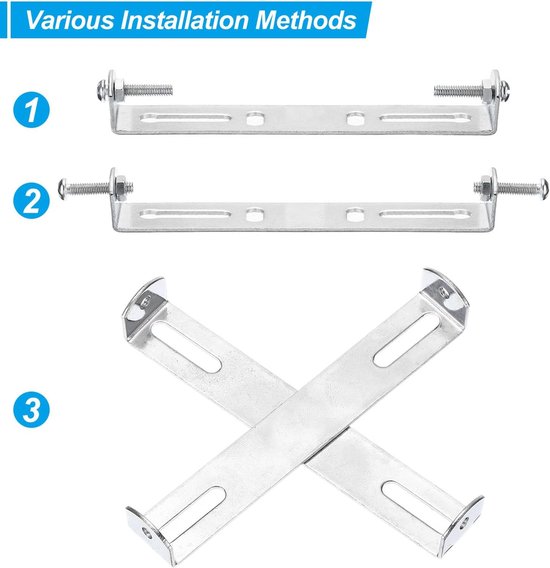 135 mm plafondplaatset, 3 sets montagebeugels voor lampen, dwarsstang van huishoudelijk staal met schroeven sluitring, moer, 2 kleuren dop — afbeelding 2