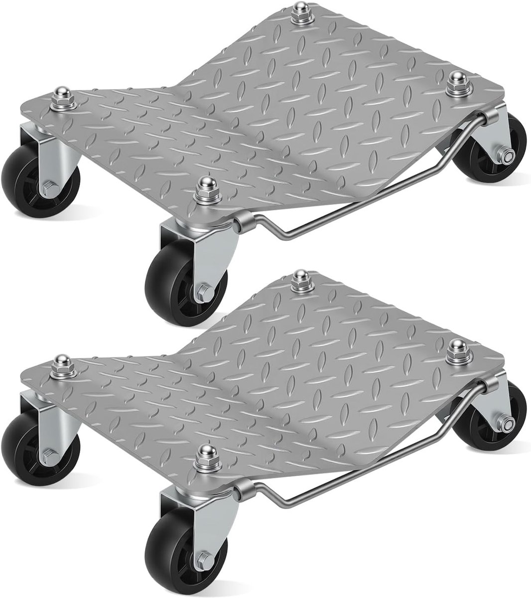 2 stuks manoeuvreerhulp, 500 kg per platform, 41 x 30 x 13 cm bandenplatform | Mobiel bandenplatform 41 x 30 x 13 cm met 360° wielen, geschikt voor auto, motorfiets, tractor en werkplaats