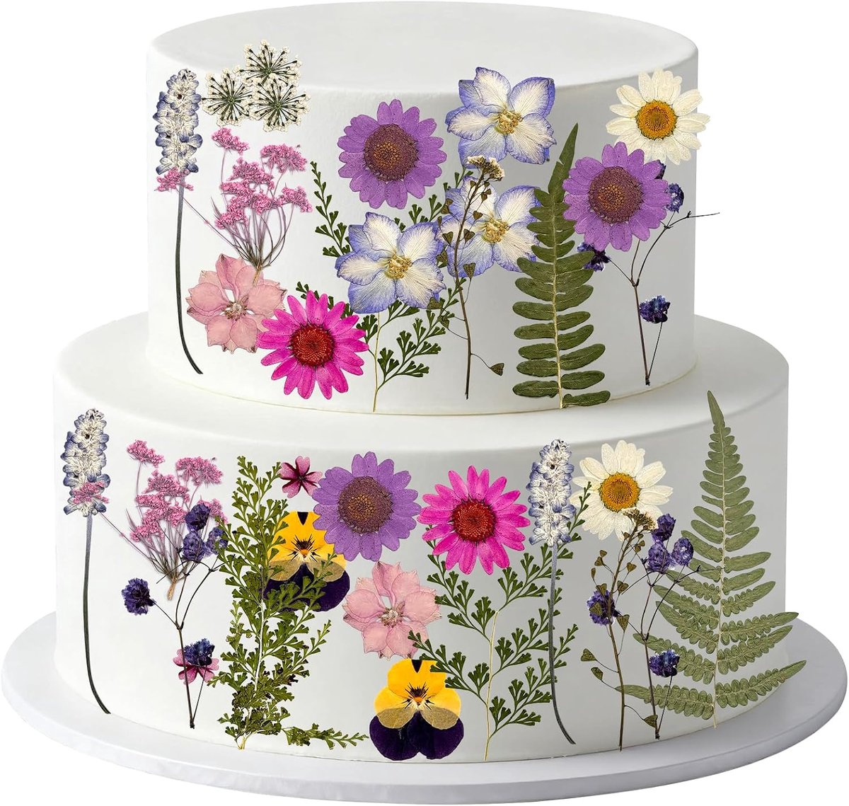 34 stuks verjaardagsdecoraties met wilde bloemen, taarttoppers, natuurlijk geperste gedroogde bloemen, cupcake-topper, decoratie voor verjaardagstaarten, bruiloft, babyshower