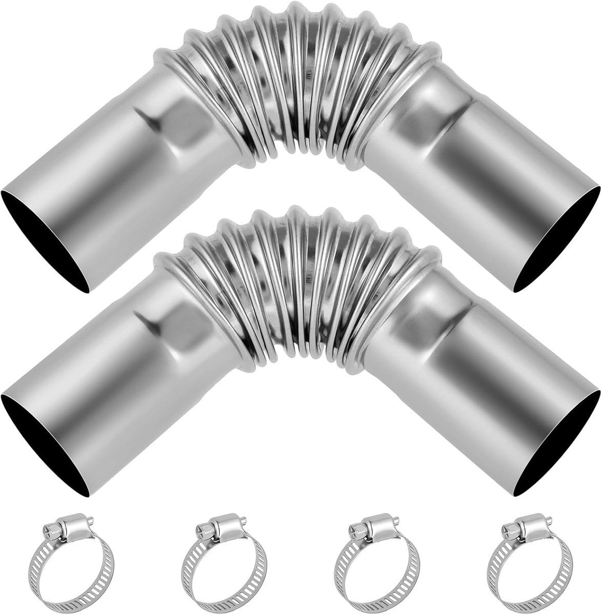 2PCS Parkeerverwarming Uitlaatpijp, Dieselverwarming Uitlaatpijp, RVS Uitlaatpijp, Luchtverwarming Uitlaatpijp, Met 4 RVS Clips Auto Lucht Uitlaatpijp Diesel Gas Ontluchtingsslang (13cm)