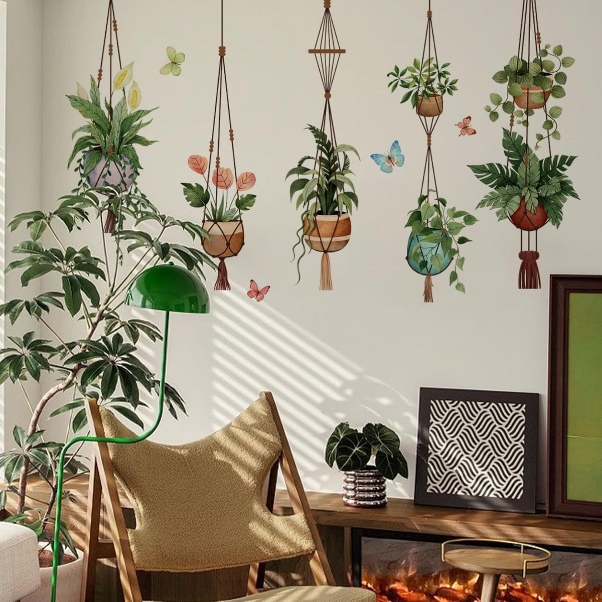 Muurstickers, potplant vlinder muurkunst stickers voor kantoor slaapkamer woonkamer klaslokaal feesten decoratie