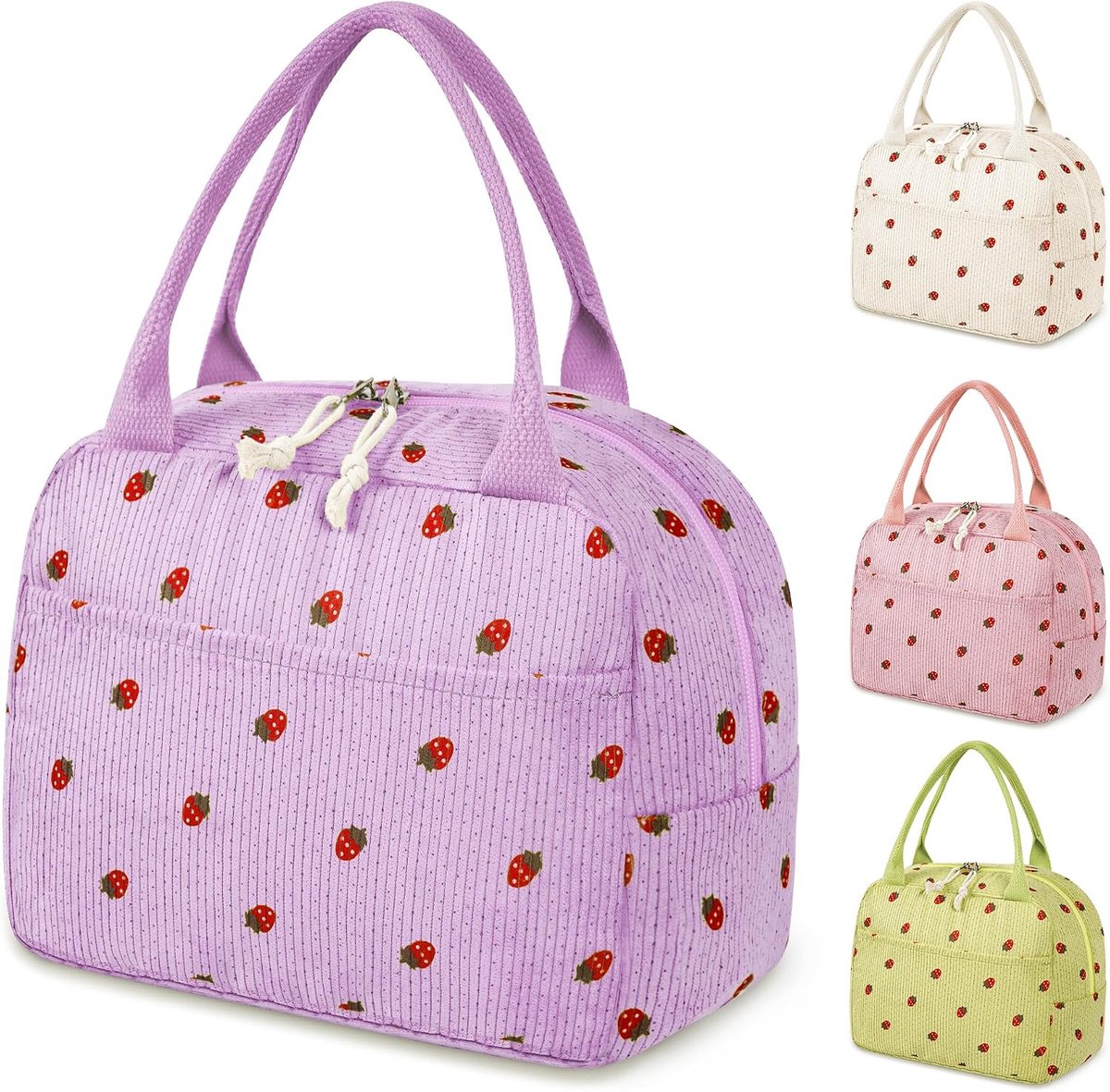 Lunchtas voor dames, geïsoleerde lunchtas met waterdicht/olievoerend materiaal, kleine koeltas voor onderweg, draagbare lunchtas voor school, werk, picknick, reizen (paars)