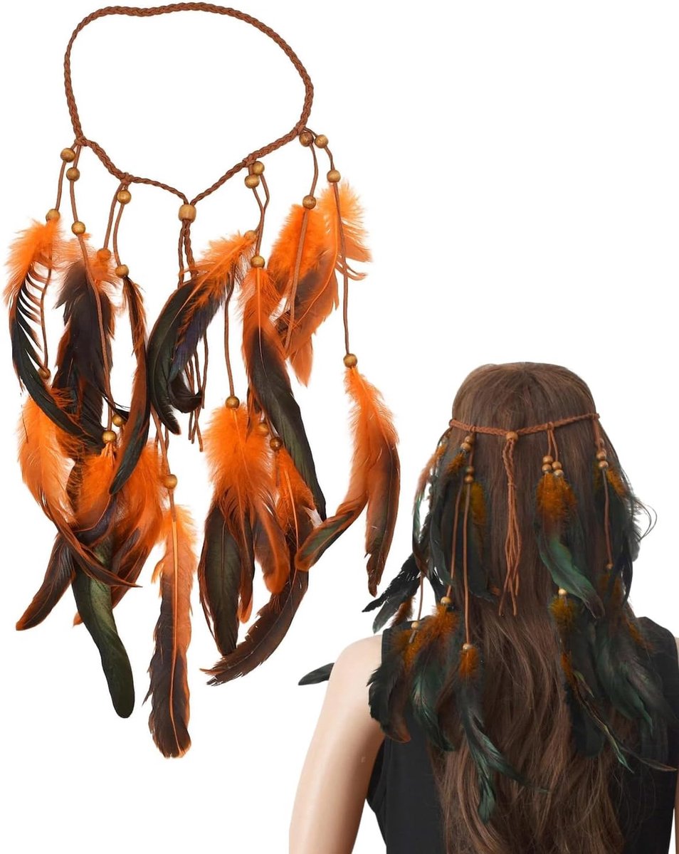 Banden voor dames, hippie-haarband, Indiase haarband voor dames, hippie haarbanden met veren, kwastjes, boho, Indiaanse hoofddeksels, haaraccessoires, voor vrouwen, meisjes