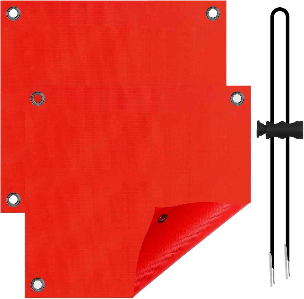 2 stuks rode waarschuwingsborden, fietsendrager met 8 bagagespanners, waarschuwingsbord, vlag, fietsaanhanger, fietsvlag, rode vlag voor transport, weerbestendig, rode vlag voor campers, om lading op