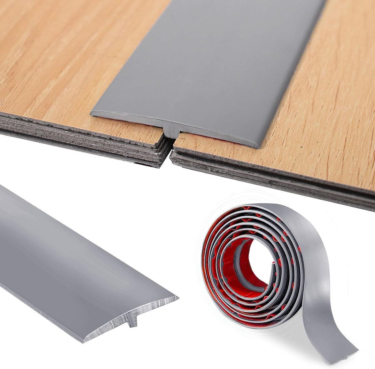 zelfklevend, T-profiel, overgangslijst, 5 cm x 200 cm, pvc, T-vormige overgangslijst, bodem voor drempels en verbindingsvloeren van laminaatvloertegels