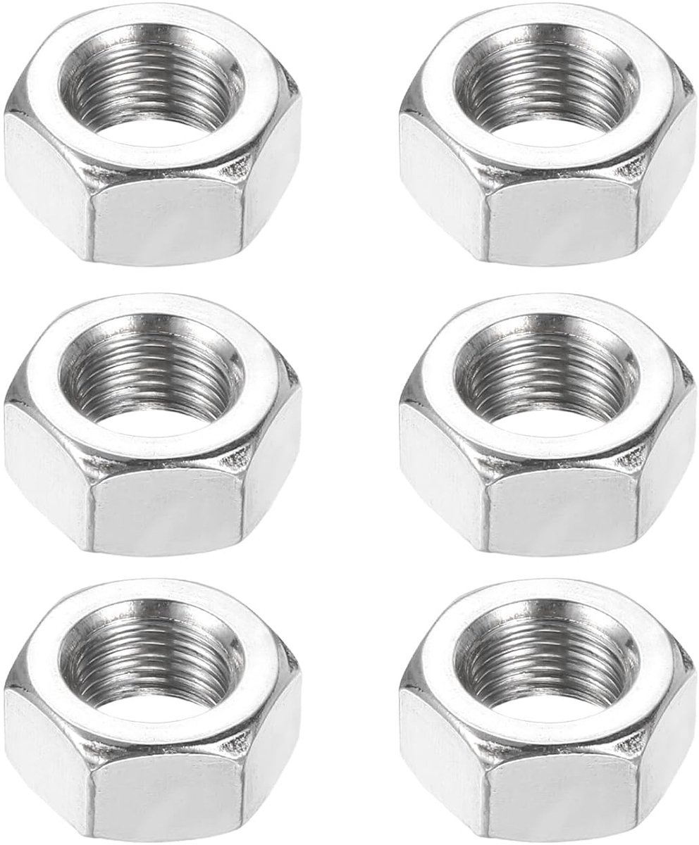 Zeskantmoeren M10 x 1 mm, 6 stuks roestvrij staal 304, metrische schroefdraad, zeskantmoeren bevestigingselementen 16 mm breedte, 8 mm hoogte voor gebruik