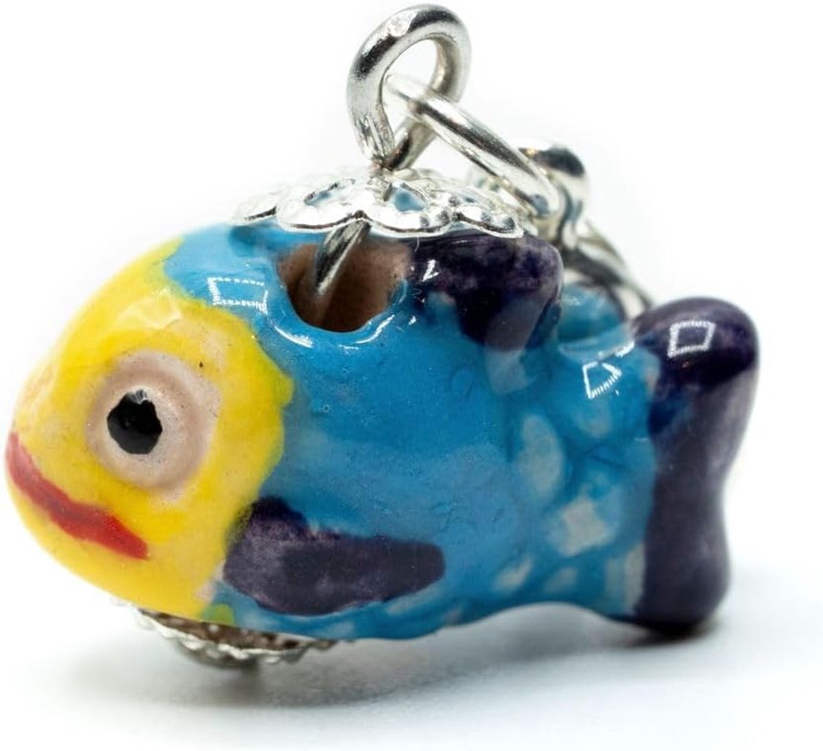 Vis charme hanger kinderen keramische kraal zee meer handgemaakt - handgemaakte mode-sieraden I verzilverde ketting hanger - charme hanger armband - hanger voor armband, 17mm, Keramiek,
