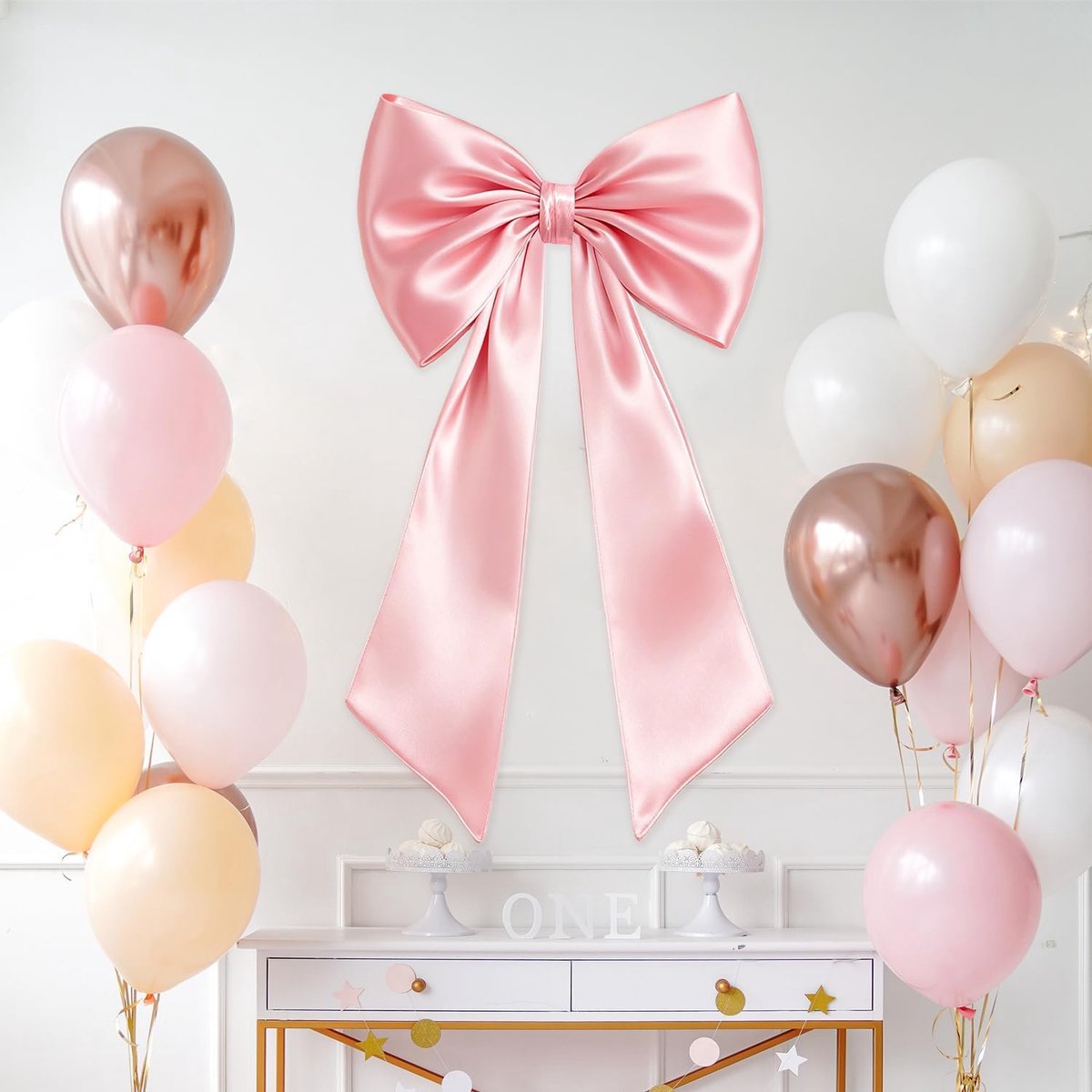 grote roze satijnen strik, gigantische wanddecoratie voor bruiloft, kerst, verjaardag, feestaankleding en kameraccessoires