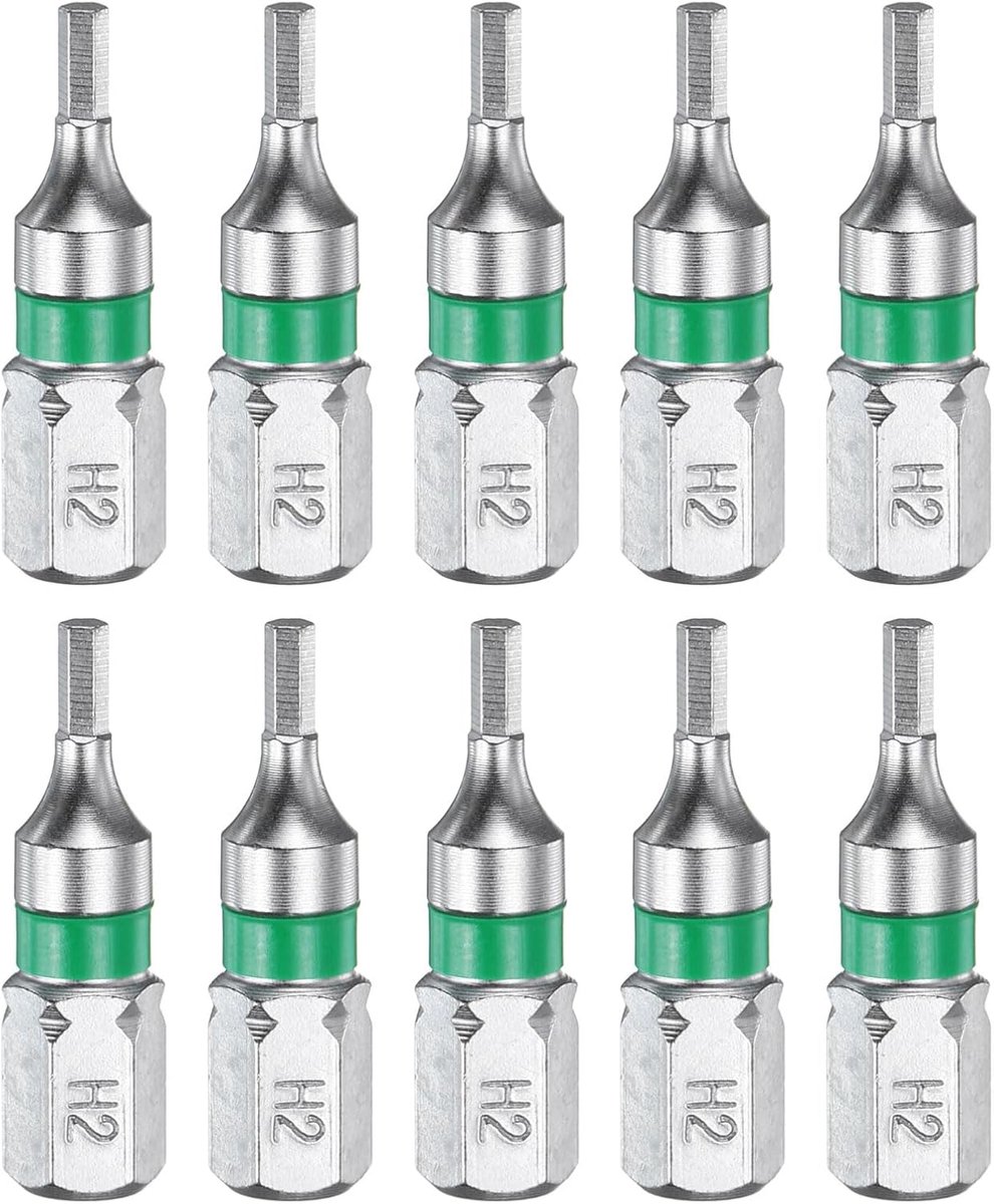 10 stuks zeskantige schroevendraaierbits H2 1/4 inch zeskantschacht 25 mm / 1 inch lengte bits zeskantkop magnetisch van staal S2 elektrische schroevendraaierbits