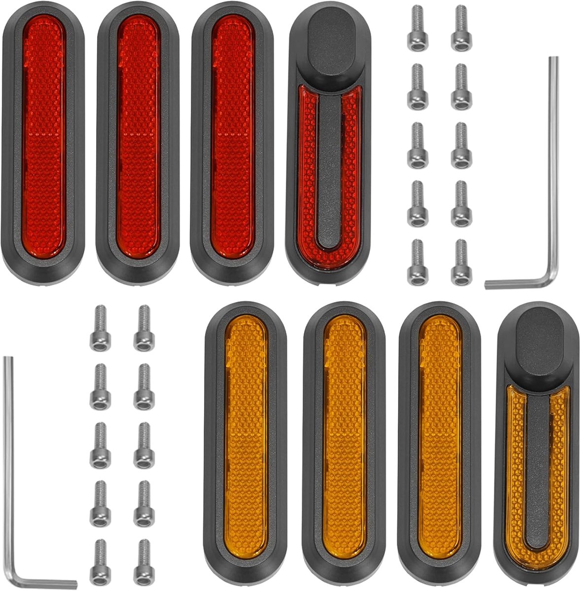 zijafdekkingen, reflectoren, fietsreflectoren, aanhanger, reflector, motorfiets, achter, voor Xiaomi M365 Pro Pro2 1S scooter, reflecterende beschermhoes (rood, geel)