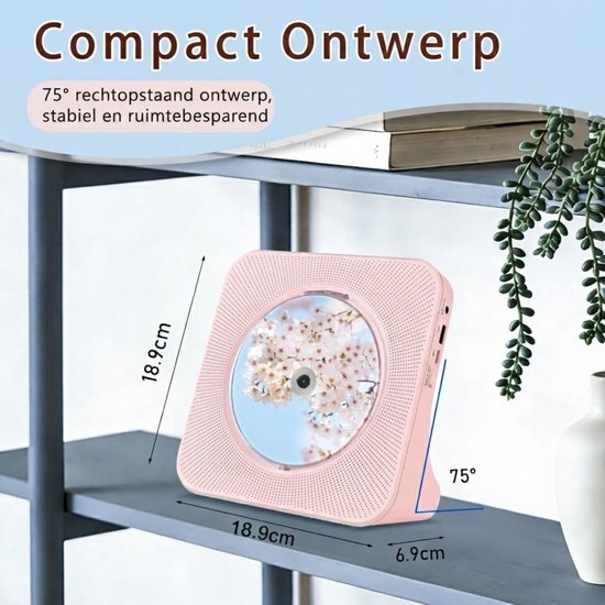 Lìon® CD Speler Draagbare - CD Speler - Draagbare Bluetooth CD Speler - Roze - 19cm x 7cm x 19cm van lion — afbeelding 2