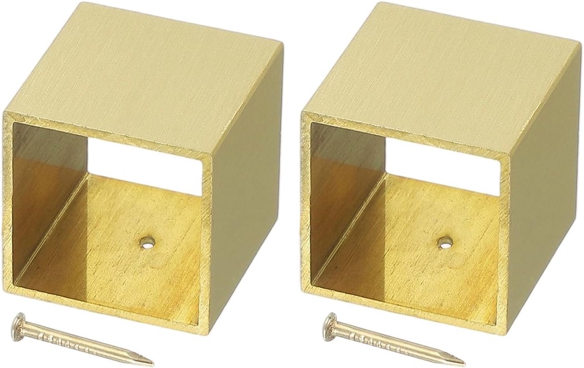 2 stuks meubelpoten van messing, 3 x 3 x 3 cm, vierkante poten voor meubels, goudkleurig deksel voor tafelpoten, bescherming voor stoel, tafel
