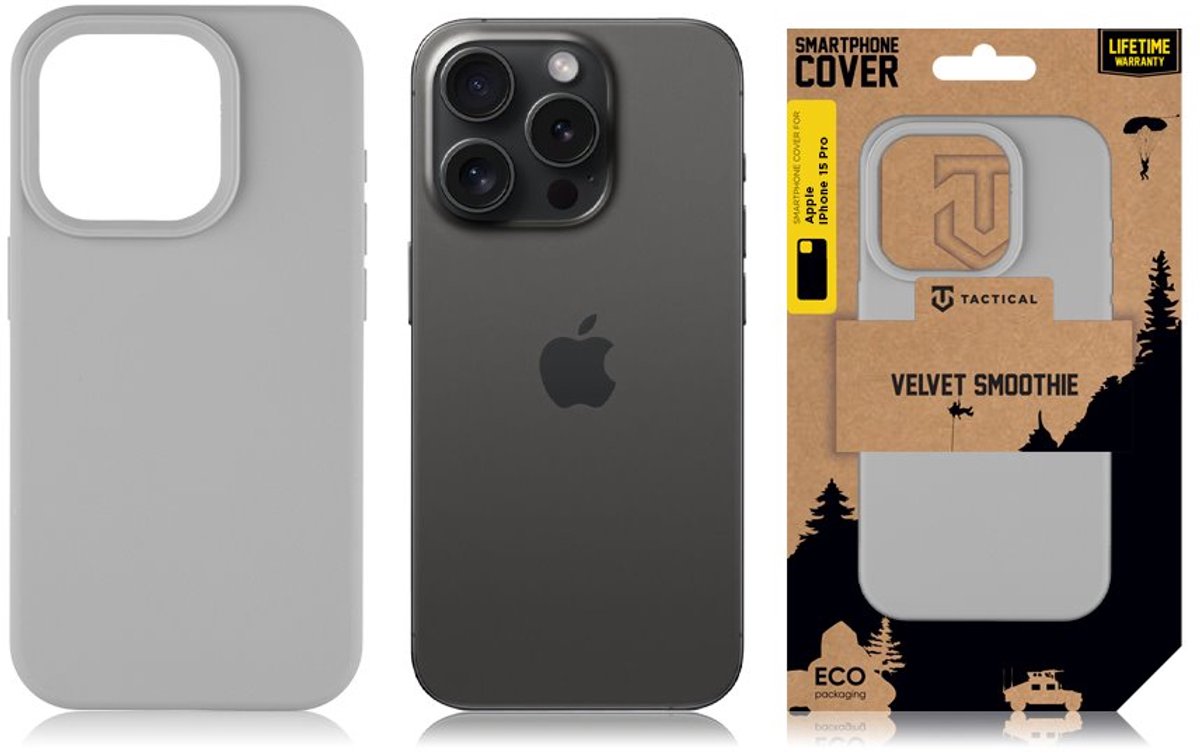Tactical Velvet Smoothie hoesje - Geschikt voor iPhone 15 Pro - Foggy