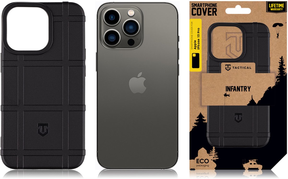 Tactical Infantry hoesje - Geschikt voor iPhone 13 Pro - Black