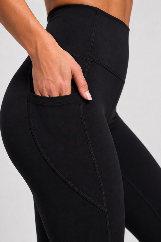 SparkNine Pacepocket dames sportlegging - met handige zakken - M - zwart - hoge taille - elastisch - squatproof - niet doorschijnend van Merkloos — afbeelding 2