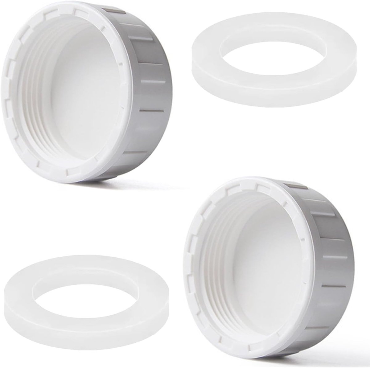 2 stuks PVC schroefdraadstop G1-1/2 - PVC aansluitstop - binnendraad rond - met rubberen afdichting - voor het afdichten van aansluitingen en buisuiteinden