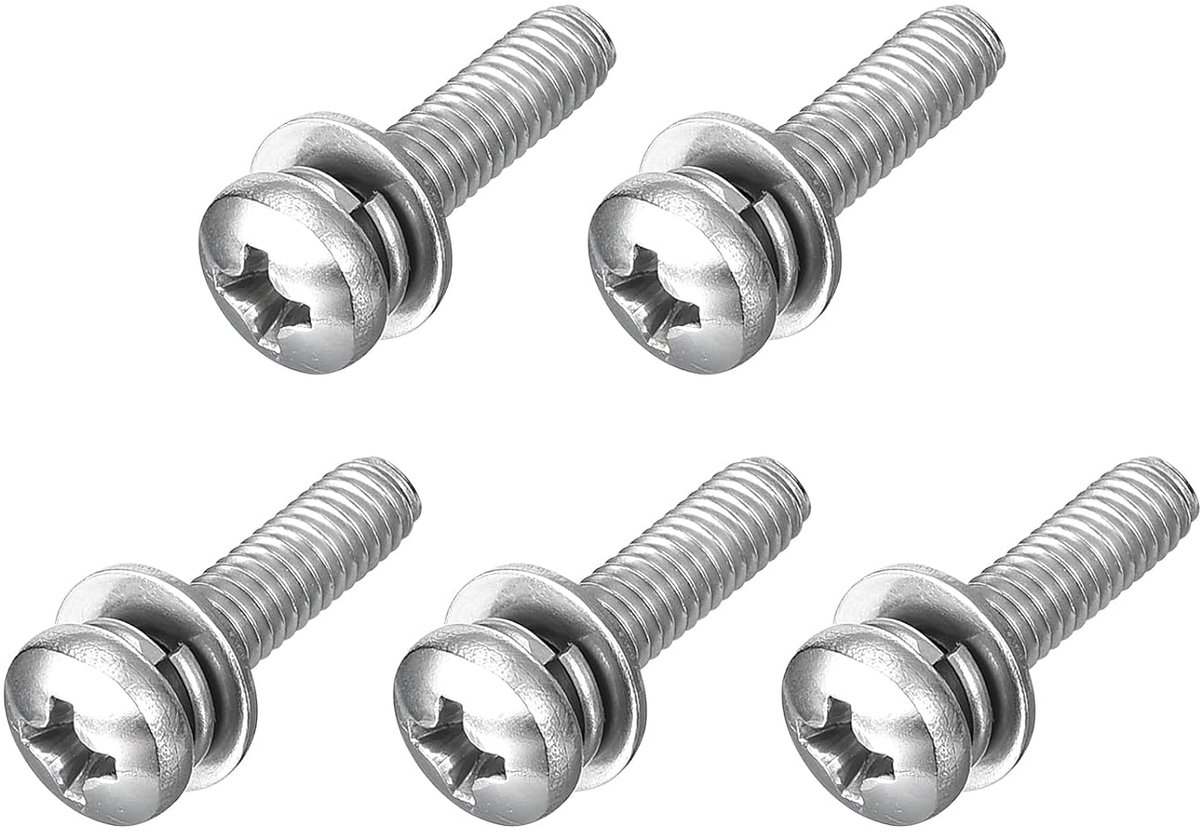 M4 x 16 mm 304 roestvrij staal Phillips Pan Head machineschroeven bouten gecombineerd met veerring en sluitringen 5 stuks