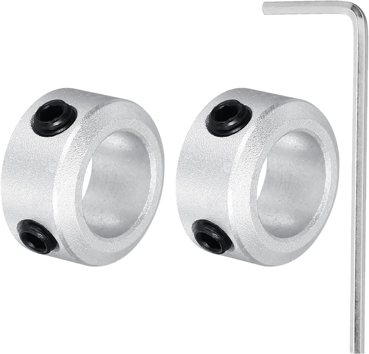 Golfkraag 10 mm / 3/8 inch boring aluminium set schroefstijl klemkraag zeskantsleutel zilver 2 stuks