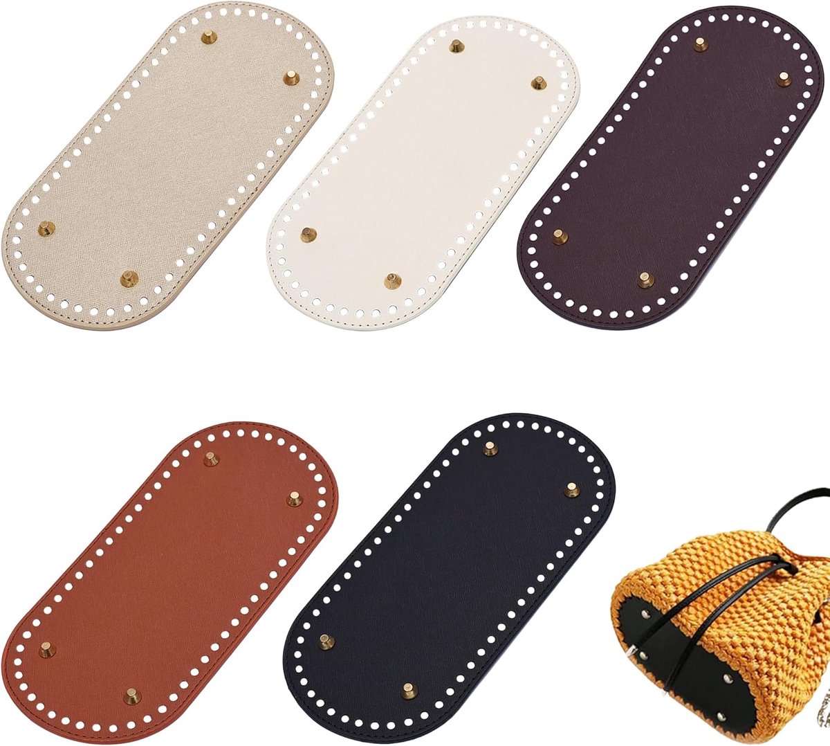 5 Kleur Portemonnee Basis voor Haken, 25 X 12Cm PU Lederen Tas Mand Bodem Ovale Basis met Gat Voor Diy Breien Schoudertas Kit Craft Maken Accessoires Levert