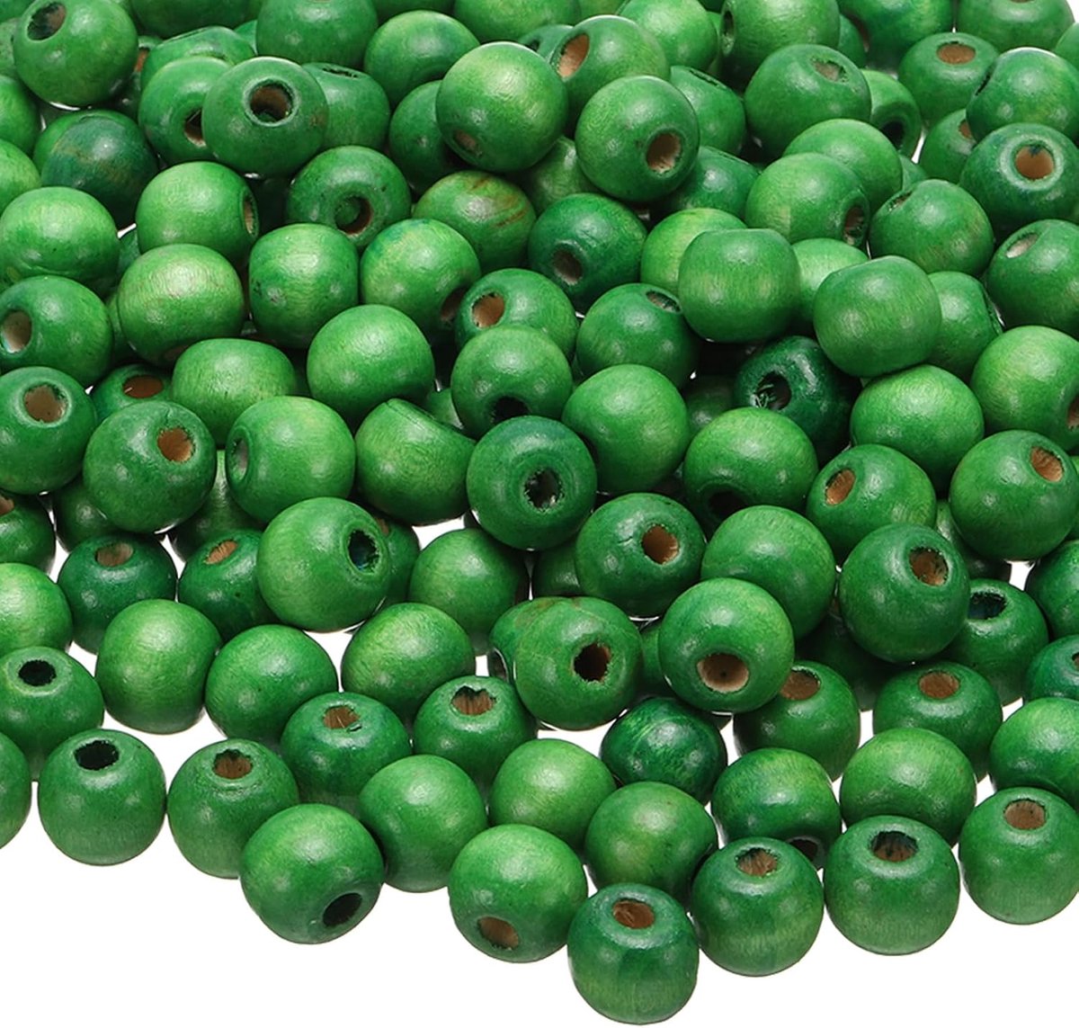 Kralen, haarvlechtkralen, onafgewerkte natuurlijke vathouten afstandhouders, kralen voor knutselwerk, haar, macramé, sieraden maken, groen, 11 x 12 mm, gat van 4 mm, 300