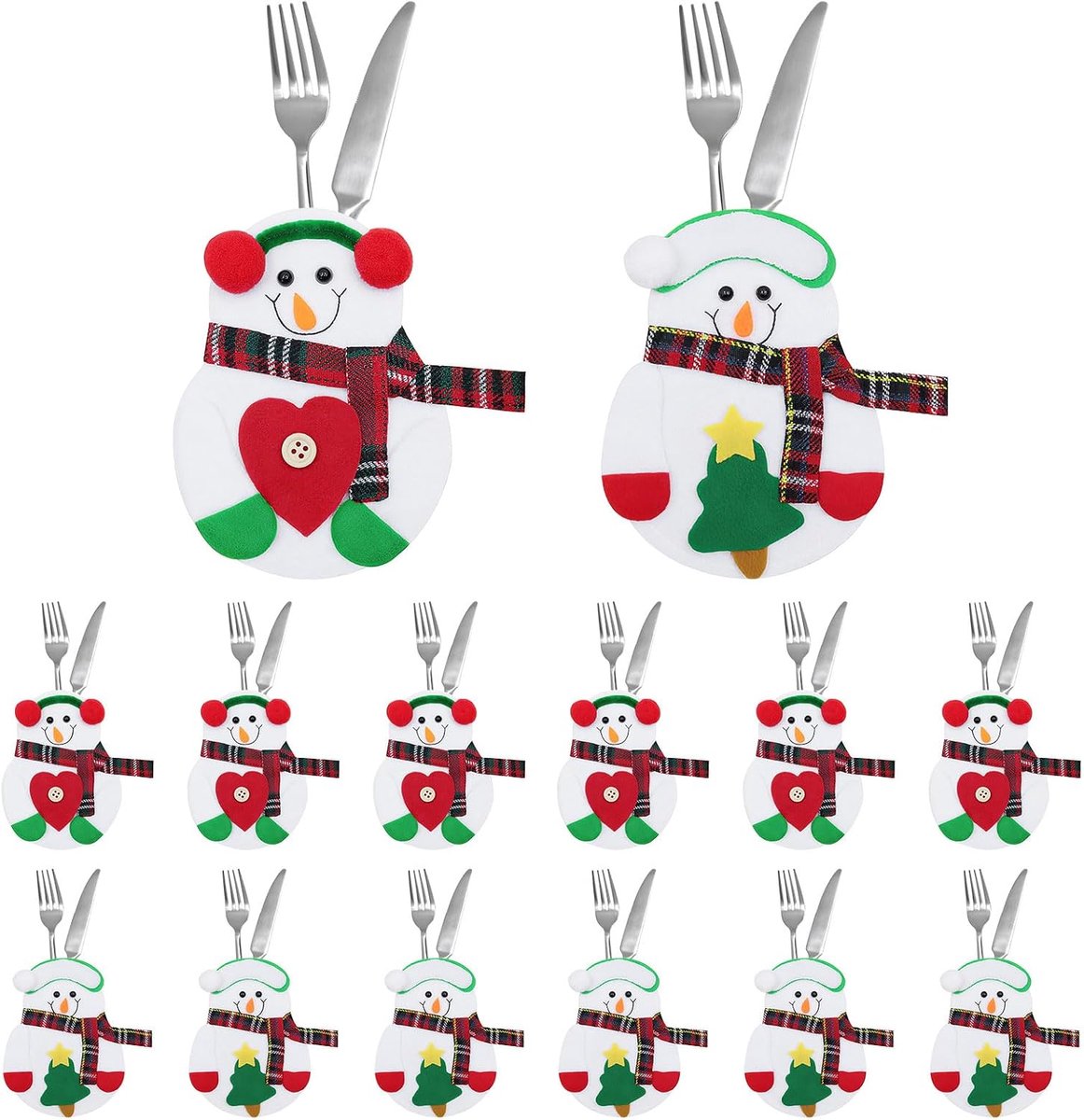 12 stuks kerstservies bestekzakken