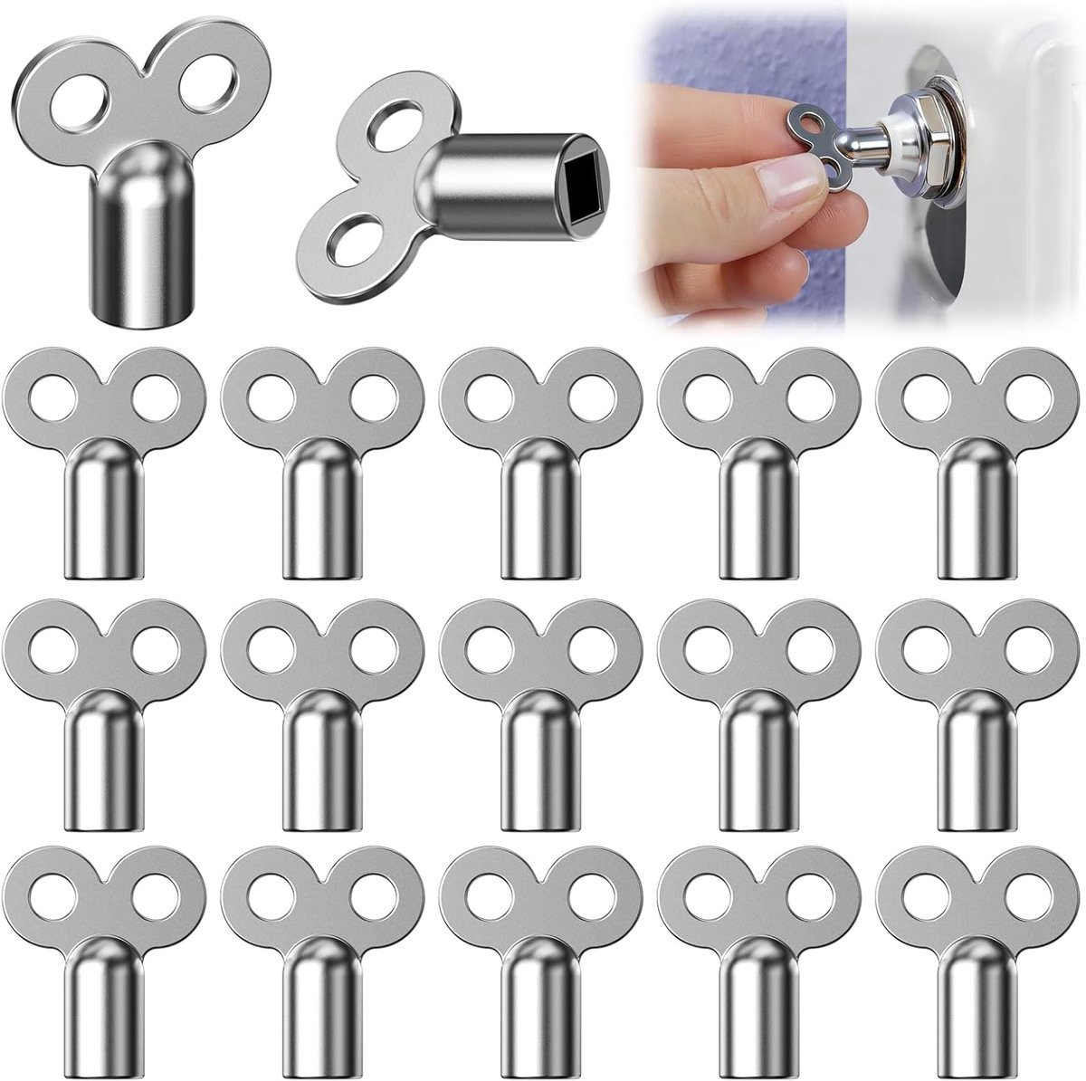 Ontluchtingssleutel voor radiatorsleutels, universeel 5 mm verwarmingsontluchtingssleutel, robuuste zink vierkante sleutel, verwarmingssleutel, radiator, bleed key voor ontluchter, verwarming, 15