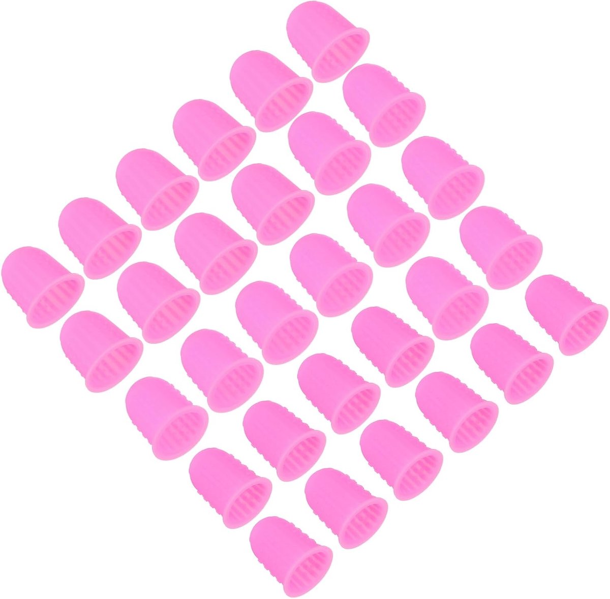 Rubberen vingertoppen, verpakking van 30 siliconen duimvingertopbescherming, vingerbedjes, beschermpads, vingerhoedjes, handgrepen voor kantoor, tellen en naaien, roze, maat L/M/S