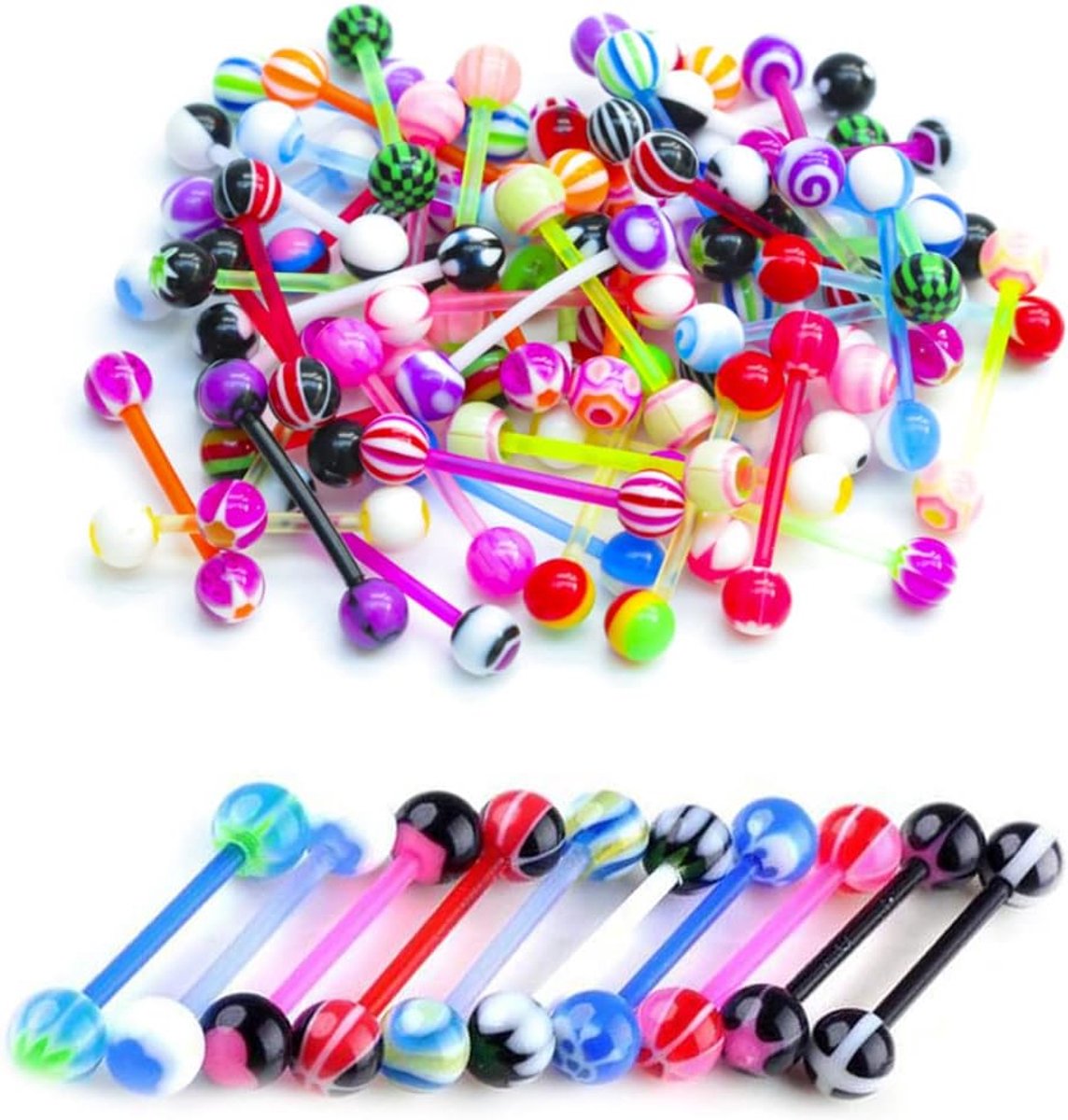 tong, kunststof, set 16 mm, 14 g, kunststof, flexibel, tong, barbell