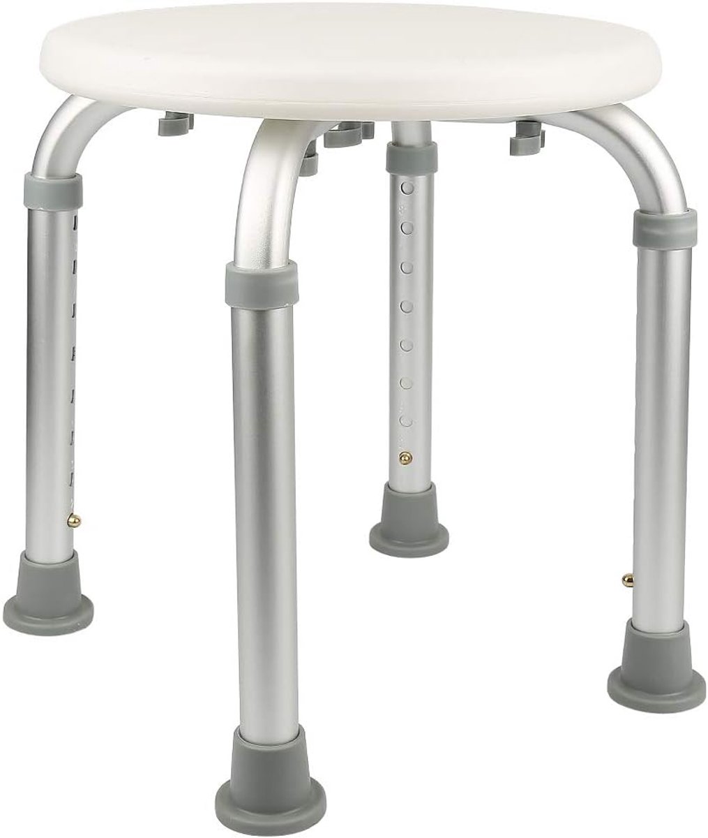 Douchekruk, badkruk, robuuste aluminium poten en antislip voeten, voor ouderen, ouderen en gehandicapten (32 x 32 x 36-54 cm)