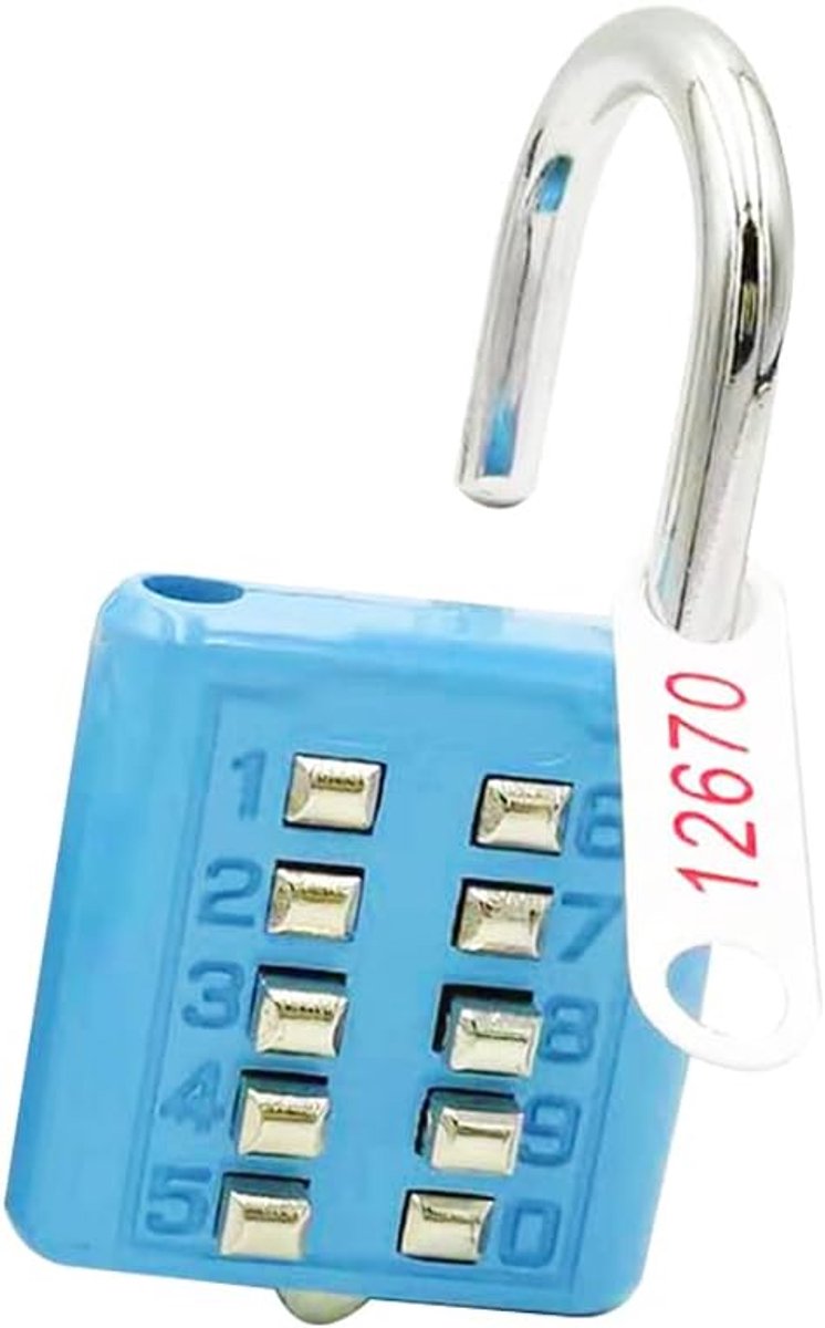 hangslot 10 cijferige combinatie hangslot knop bombinatie hangslot knop hangslot, zonder sleutelhangslot+voor gym kleedkamer opslag kamer anti-diefstal slot (blauw)