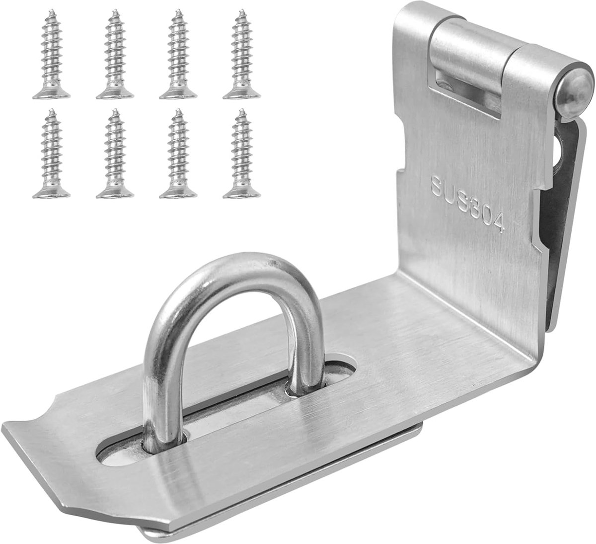 90 graden veiligheidsoverval slot apparaat 12,7 cm voor hangslot met schroeven, SUS 304 roestvrij staal, zilver