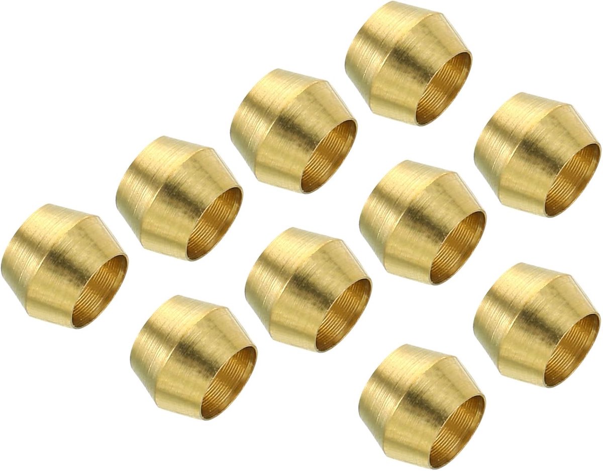 5mm buis OD messing compressie mouwen adereindhulzen, 25 Pack messing metalen kap montage messing compressie fitting assortiment kit voor lucht water gaspijp