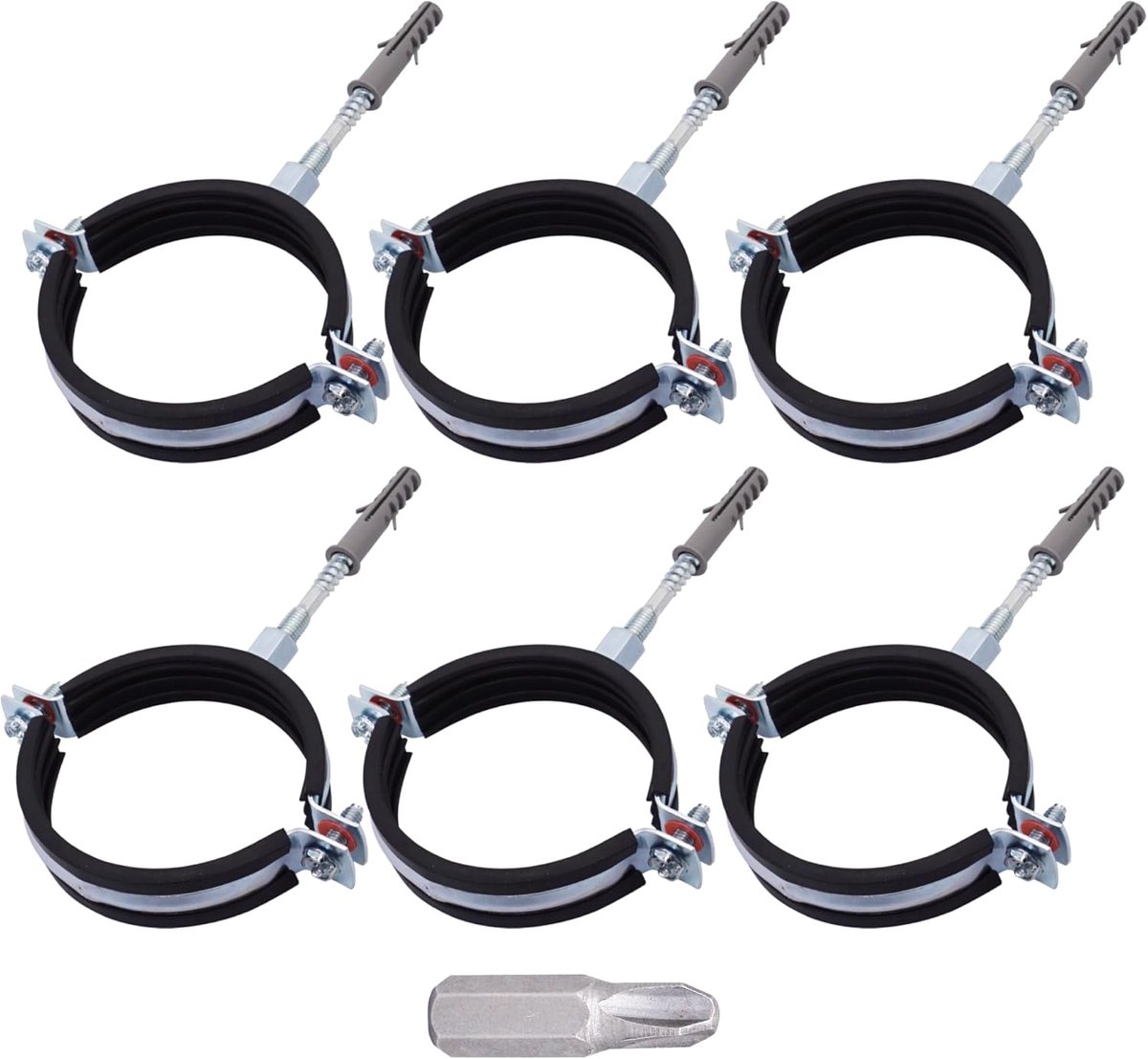 Buiskoppelingen met rubberbescherming voor 75-80 mm buizen, wand- en plafondmontage, zwart